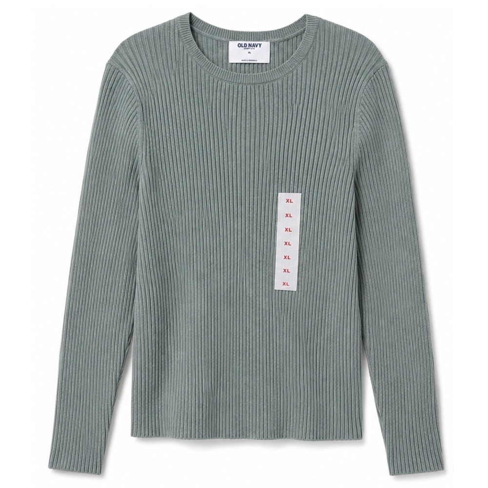 Old Navy SoSoft Lite Ribbed Crew Neck Sweater Sage Green XL NWT 784444-12-1